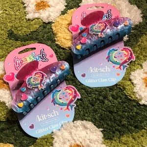 Kitsch x Lisa Frank Rainbow Glitter Claw Clips set of two